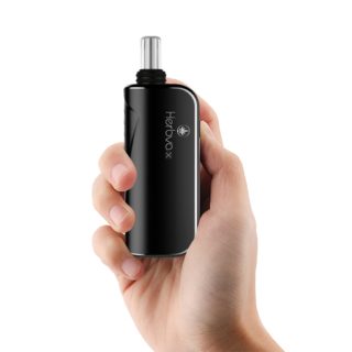 Airistech Herbva X 3-in-1 dry herb and concentrate vaporizer in black in hand