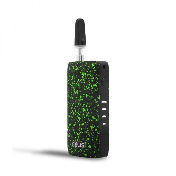 Exxus Push oil cartridge battery in black green splatter with oil cartridge pushed out