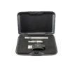 Linx Hermes 3 oil vaporizer with empty refillable oil tank shown in carry case