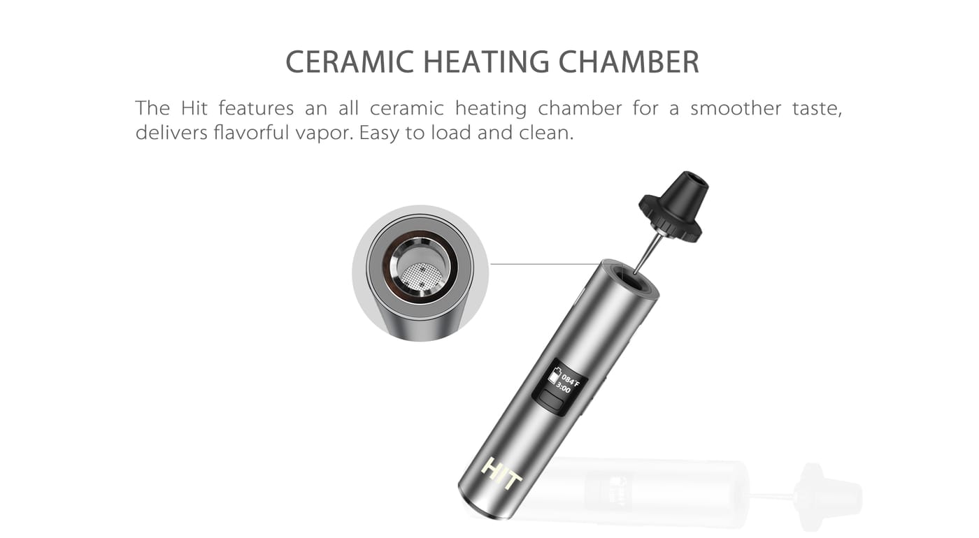 Yocan HIT dry herb vaporizer with convection-style heating, ceramic chamber