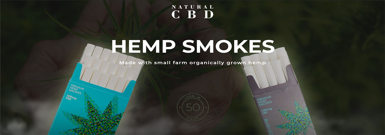 Natural CBD premium hemp smokes with 15mg CBD in every smoke brand banner