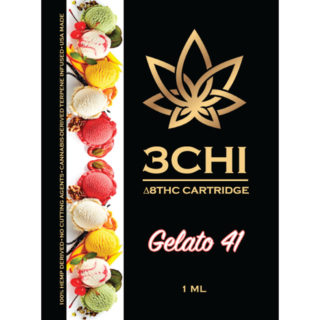 3Chi delta 8 THC vape cartridge with gelato 41 strain profile in 1ml size