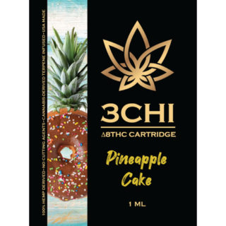 3Chi delta 8 THC vape cartridge with pineapple cake strain profile in 1ml size