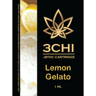 3Chi delta 8 THC vape cartridge with Lemon Gelato strain profile in 1ml size
