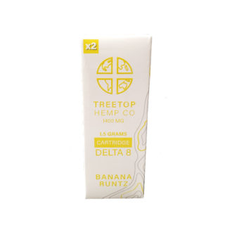 Treetop Hemp Co Delta 8 THC 1400mg vape cartridge with Banana Runtz strain