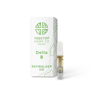 Treetop Hemp Co Delta 8 THC 800mg vape cartridge with Skywalker OG strain