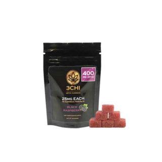 3Chi Black Raspberry flavored delta 8 thc gummy with 25mg in a 16-pack