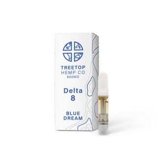 Treetop Hemp Co Delta 8 THC 800mg vape cartridge with Blue Dream strain