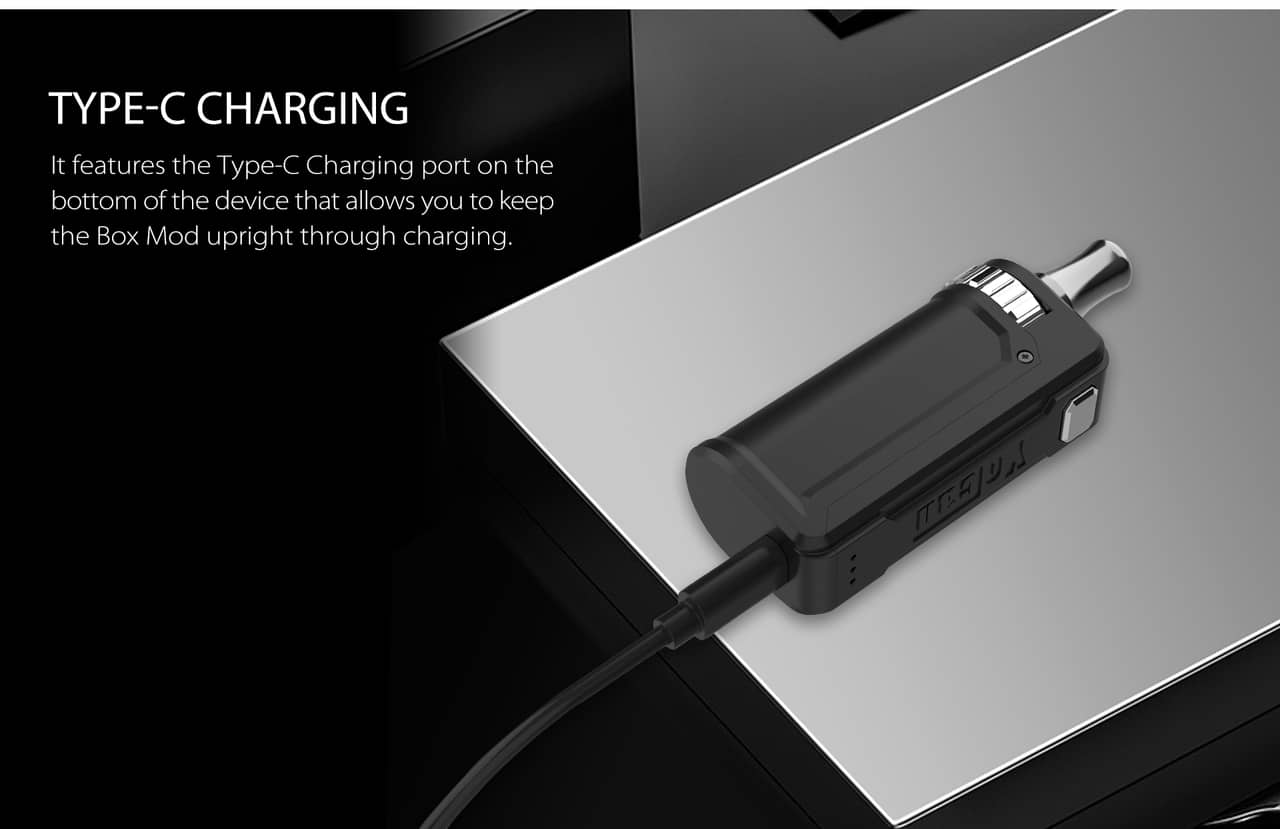 Yocan UNI S box mod battery utilizes USB-C charging technology