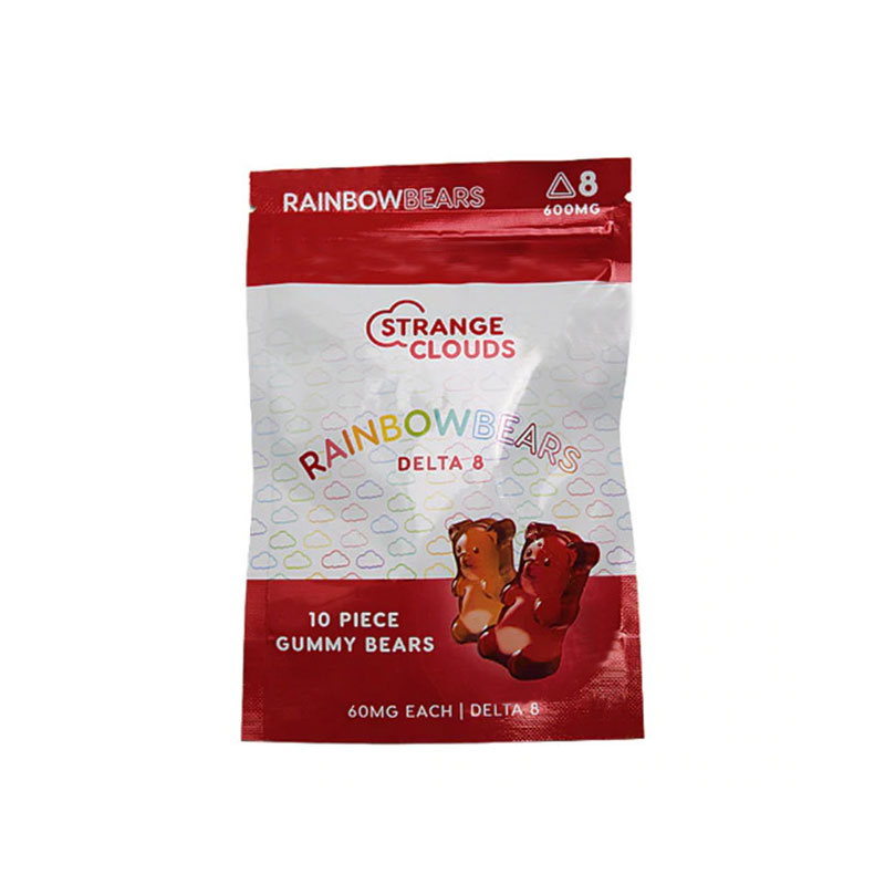 StrangeClouds Delta 8 THC gummies in Rainbow Bears flavor in a 10-pack