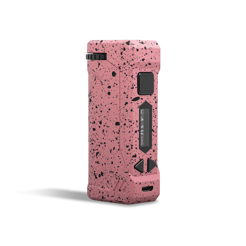 Wulf Yocan UNI Pro Box Mod Universal Portable Vaporizer for THC and CBD Oil Cartridges, Vape Pen Battery Yocan UNI Pro 510 thread box mod offers ultimate protection and discretion for your oil cartridges in Pink Black Splatter