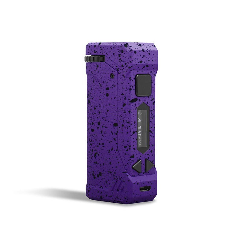 Wulf Yocan UNI Pro Box Mod Universal Portable Vaporizer for THC and CBD Oil Cartridges, Vape Pen Battery Yocan UNI Pro 510 thread box mod offers ultimate protection and discretion for your oil cartridges in Purple Black Splatter