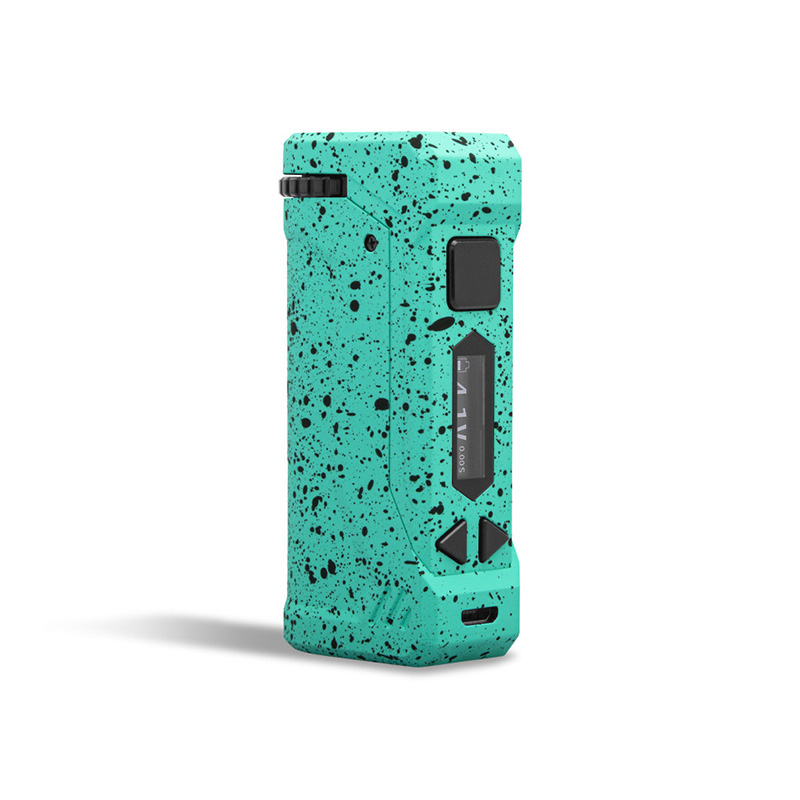 Wulf Yocan UNI Pro Box Mod Universal Portable Vaporizer for THC and CBD Oil Cartridges, Vape Pen Battery Yocan UNI Pro 510 thread box mod offers ultimate protection and discretion for your oil cartridges in Teal Black Splatter