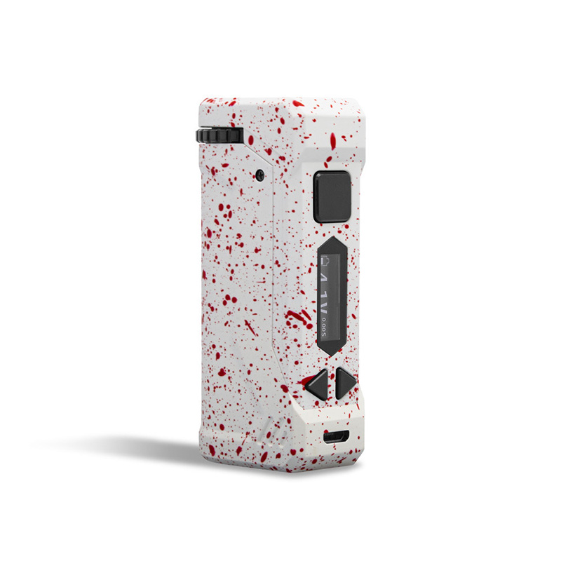 Wulf Yocan UNI Pro Box Mod Universal Portable Vaporizer for THC and CBD Oil Cartridges, Vape Pen Battery Yocan UNI Pro 510 thread box mod offers ultimate protection and discretion for your oil cartridges in White Red Splatter