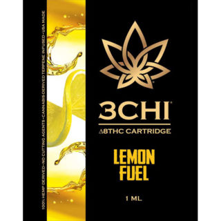 3Chi delta 8 THC vape cartridge with Lemon Fuel strain profile in 1ml size