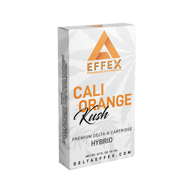 Delta Effex Delta 8 THC vape cartridge with Cali Orange Kush strain profile in 1ml size