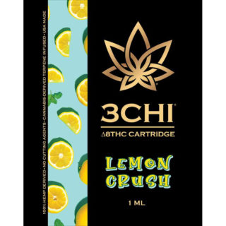 3Chi delta 8 THC vape cartridge with Lemon Crush strain profile in 1ml size