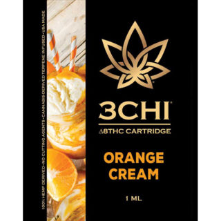 3Chi delta 8 THC vape cartridge with Orange Cream strain profile in 1ml size