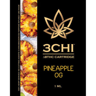 3Chi delta 8 THC vape cartridge with Pineapple OG strain profile in 1ml size