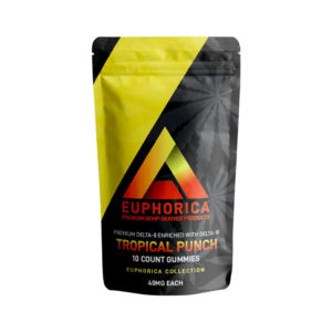 Delta Extrax Euphorica Delta 10 THC gummies in 40mg servings with Tropical Punch flavor