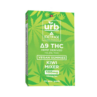 Delta Extrax Delta 9 THC gummies in 15mg servings with Kiwi Mixer flavor