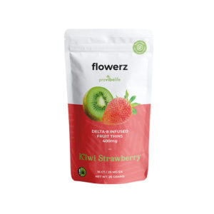 Flowerz Delta 8 THC fruit thins in 25mg servings with Kiwi Strawberry flavor