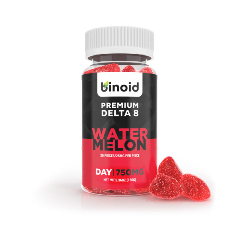 Binoid Delta 8 THC gummies in 25mg servings with Watermelon flavor for day time use