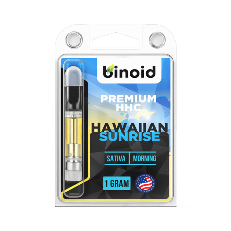 Binoid HHC vape cartridge in a Hawaiian Sunrise strain profile in 1ml size