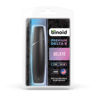 Binoid Delta 8 disposable with Gelato strain profile in 1mg size