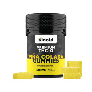 Binoid THC-O gummies in 25mg servings with Pina Colada flavor
