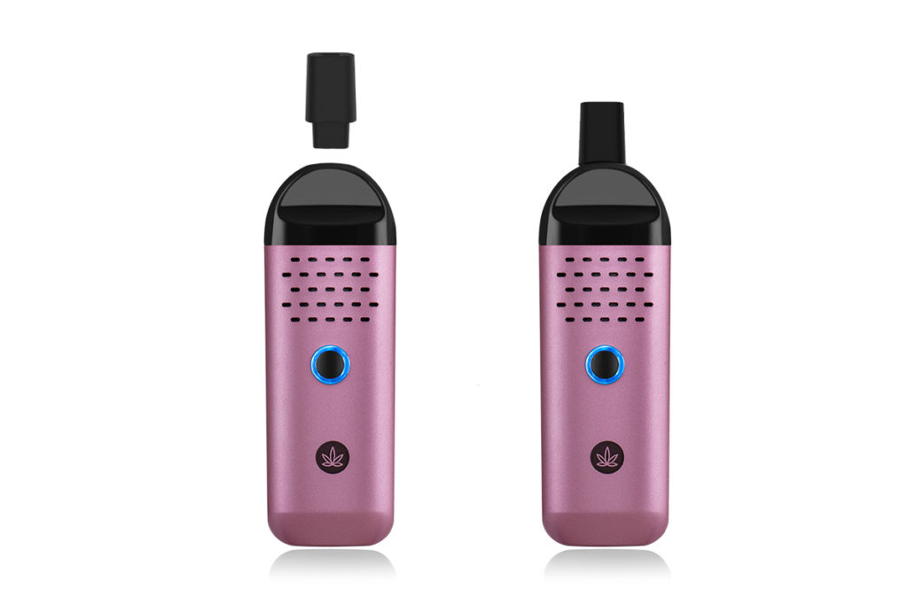 Cipher Herby dry herb vaporizer showing insertion of insulating mouthpiece tips