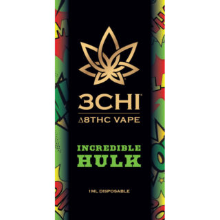 3Chi delta 8 THC 1ml disposable vape with Incredible Hulk strain profile