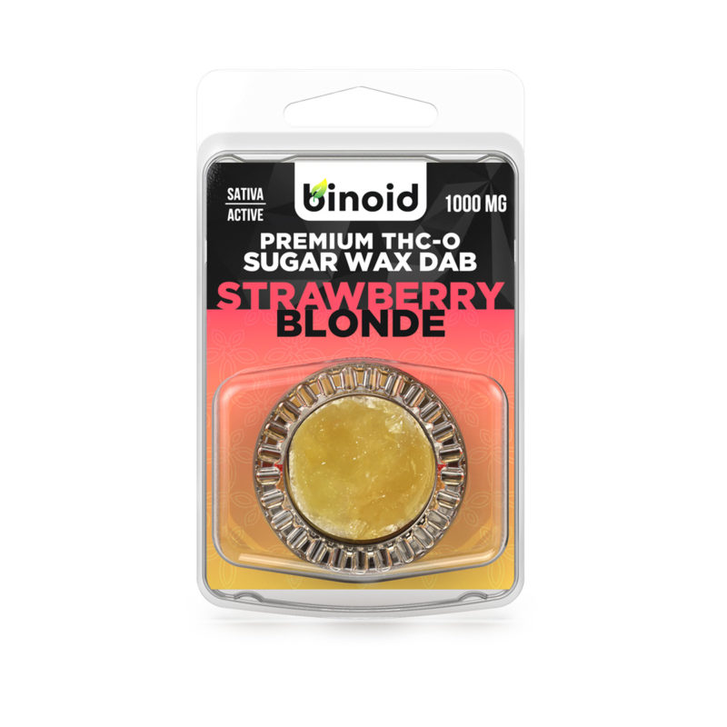 Binoid THC-O wax dabs in a strawberry blonde strain profile in 1g size