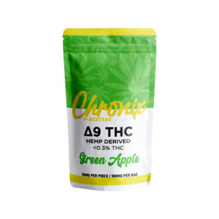 Delta Extrax Delta 9 THC gummies in 10mg servings with Green Apple flavor