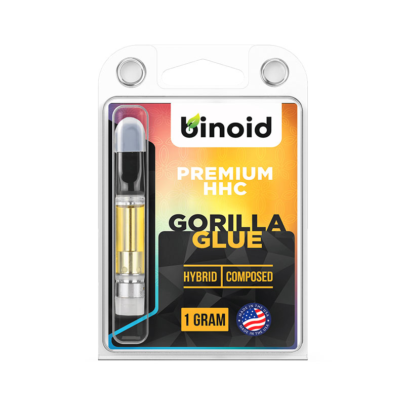 Binoid HHC vape cartridge in a Gorilla Glue strain profile in 1ml size