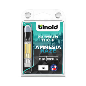 Binoid THC-P vape cartridge with Amnesia Haze strain profile in 1ml size