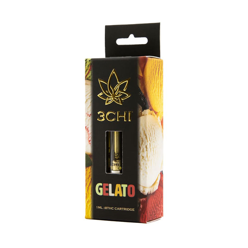 3Chi delta 8 THC vape cartridge with gelato strain profile in 1ml size