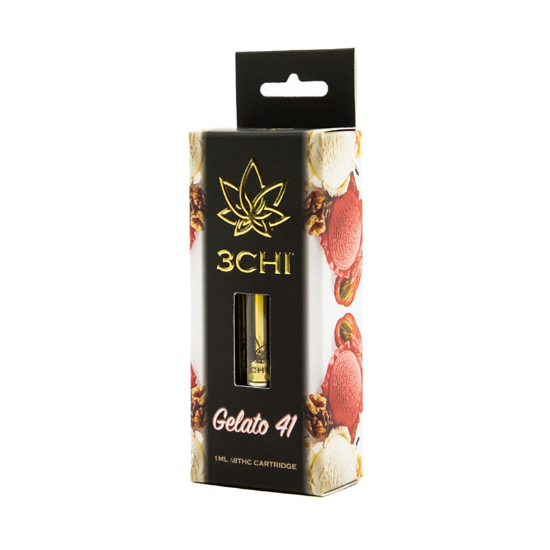 3Chi delta 8 THC vape cartridge with gelato 41 strain profile in 1ml size