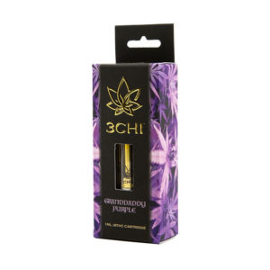 3Chi delta 8 THC vape cartridge with granddaddy purple strain profile in 1ml size