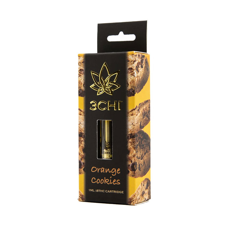 3Chi delta 8 THC vape cartridge with orange cookies strain profile in 1ml size