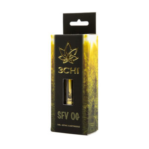3Chi delta 8 THC vape cartridge with sfv og strain profile in 1ml size