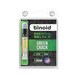 Binoid Delta 8 vape cartridge with Green Crack strain profile in 1mg size