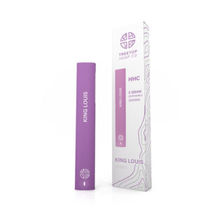 Treetop Hemp Co HHC Disposable vape with King Louis strain profile in 2ml size