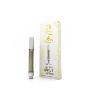 Treetop Hemp Co and Delta Extrax collaboration D8 D10 THC-O vape cartridge with Maui Wowie strain profile in 1.5g size