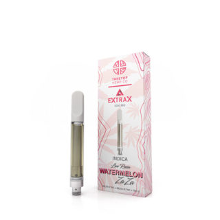 Treetop Hemp Co and Delta Extrax collaboration D8 D10 THC-O vape cartridge with Watermelon ZaZa strain profile in 1.5g size