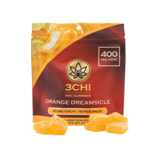 3Chi HHC gummies with Orange Creamsicle flavor in 25mg per piece 16-packs