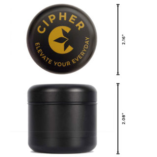 Cipher G1 4pc herb grinder showing dimensions