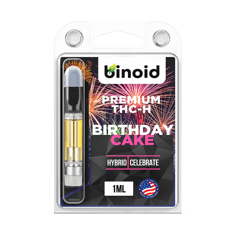Binoid THC-H vape cartridge in a Birthday Cake strain profile in 1ml size