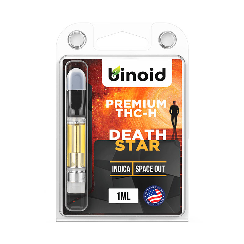 Binoid THC-H vape cartridge in a Death Star strain profile in 1ml size