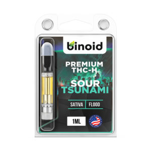Binoid THC-H vape cartridge in a Sour Tsunami strain profile in 1ml size